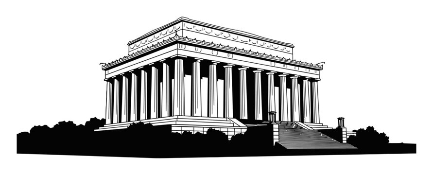 Lincoln Memorial Silhouette - Minimalist Vector