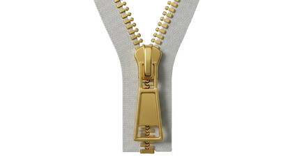 Gold zipper PNG isolated on transparent background, clothing fastener for fashion design and garment construction projects © Ryan