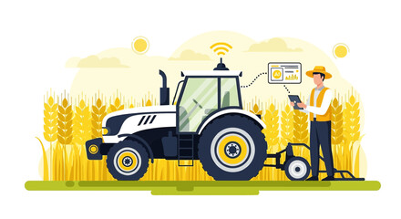 Obraz premium Modern Farming Techniques: The integration of technology in agriculture enhances productivity