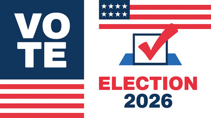 Vote Election 2026 Graphic with American Flag Theme