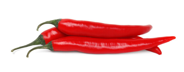 Fresh red chili peppers isolated on white