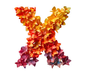 English Alphabet X made of orange and Red colored squares on white background High quality image