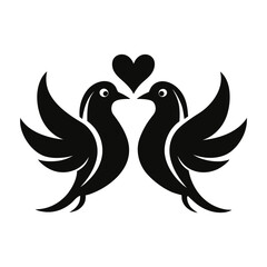 Obraz premium Title: A black and white of a heart shape with a musical note inside it birds