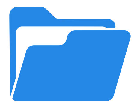 Blue folder flat vector icon isolated on a white background.