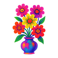Fototapeta premium PNG Vibrant floral vase illustration
