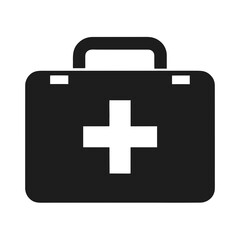 Obraz premium Title: Black and white of a medical bag with a cross symbol and two small squares on the front