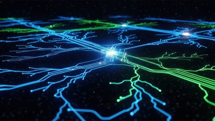 A vibrant digital illustration of glowing neural network connections in space