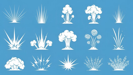 Illustrations of explosions and bursts
