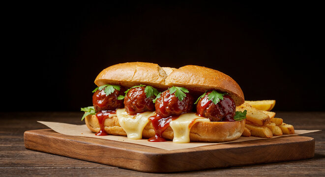 a BBQ meatball sub sandwich 