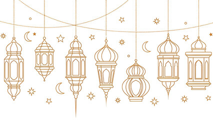 Elegant hanging lanterns with stars and moons