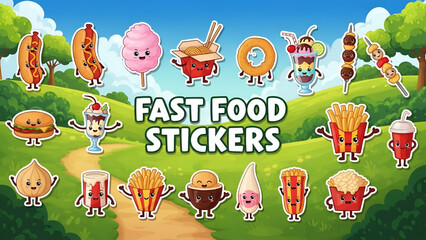 Delightful fast food stickers