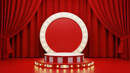 Elegant stage with illuminated arch