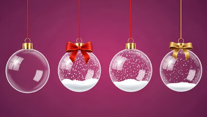 Four hanging christmas ornaments