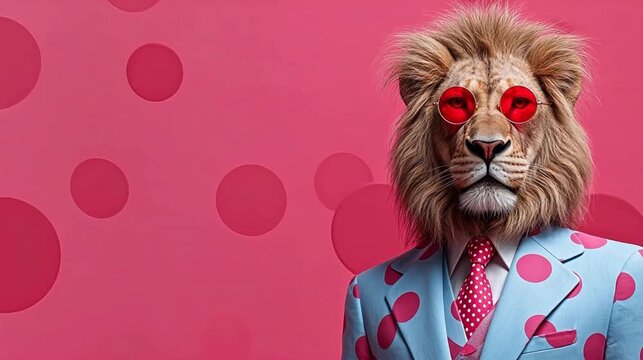 Lion in suit and sunglasses