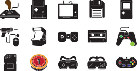 Collection of various gaming controllers isolated on transparent background © Krishnapur