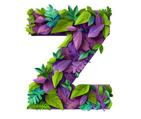 English Alphabet Z made of purple and green colored squares on white background High quality image