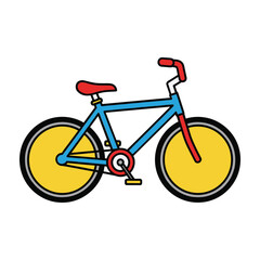 Fototapeta premium Blue and yellow bicycle with red accents on a white background bike cycling