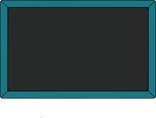 Obraz premium Rectangular dark gray chalkboard with a teal colored frame and a white background