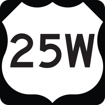 US Route 25W Highway Shield Highway Marker Design Editable Vector