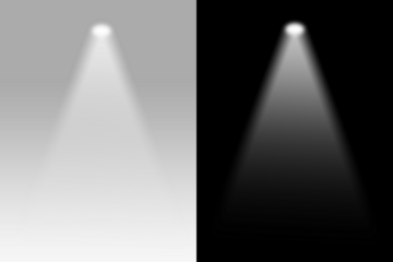 Projector light effect isolated on transparent background. Vector glow stage spotlight. Shine spot beam template.