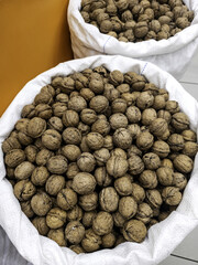 Whole walnuts in a store