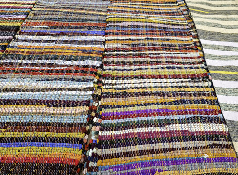 Ethnic rugs in a store