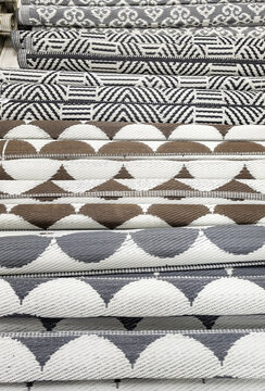 Ethnic rugs in a store