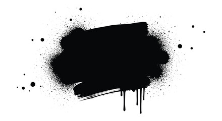 A striking abstract spray paint design showcases a bold irregular black shape with drips creating a dynamic artistic silhouette high quality © mrvect02