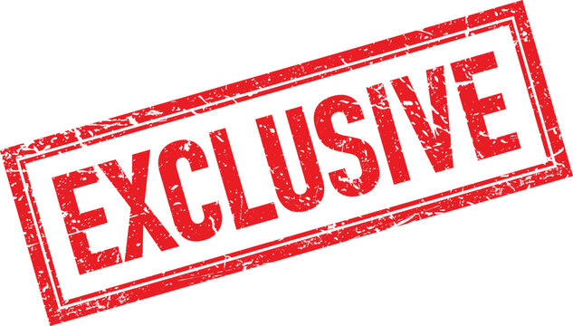 Exclusive Text in a Red Distressed Rectangular Rubber Stamp Impression