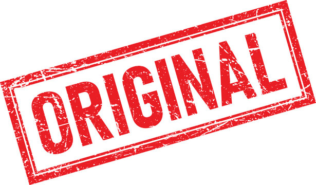 Red Distressed Original Text Rubber Stamp on a Transparent Background Isolated