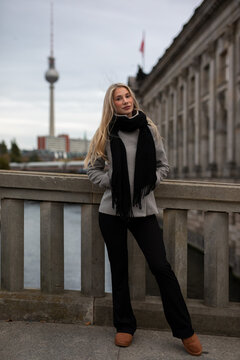 young woman in a black dress