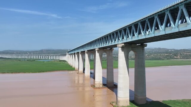 Sanmenxia Railway Viaduct Over Yellow River, China