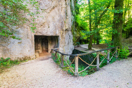 Beautiful hiking trail in the Verena Gorge, to the north of the city of Solothurn, Switzerland