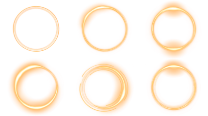 Set of Six Minimal Golden Light Circle Frames