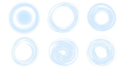 Set of Six Sketchy Blue Scribble Circle Frames