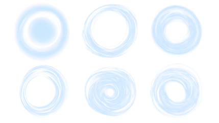 Set of Six Sketchy Blue Scribble Circle Frames