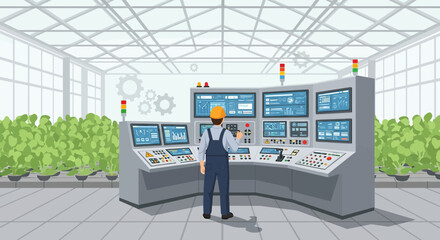 Automated hydroponic greenhouse management system showcasing agricultural technology