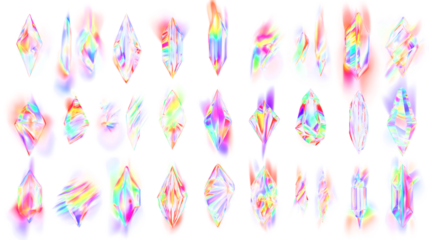 Collection of Colorful Iridescent Crystal Gems