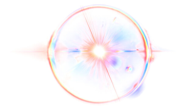 Bright Iridescent Sphere with Anamorphic Lens Flare