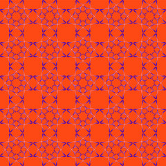 Abstract hand drawn geometric pattern with jagged blue lines on red background