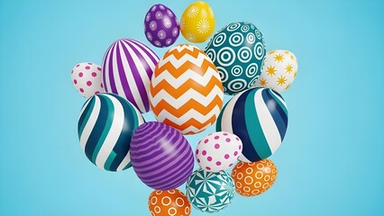 Vibrant easter eggs with various patterns and colors