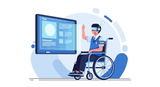 Illustration depicting inclusive vr experience for differently abled enhancing accessibility