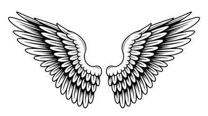 Obraz premium Black and white angel wings svg vector illustration for Valentine’s Day love and romance design
