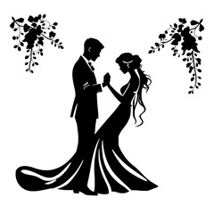 Romantic Silhouette of a Couple Dancing at a Wedding Ceremony