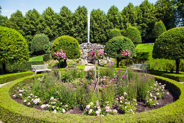 The picturesque park of the Orekhovno estate. Orekhovno village, Pustoshkinsky district, Pskov region, Russia