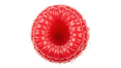 Vibrant red raspberry isolated PNG, close-up of fresh fruit on transparent background, healthy...