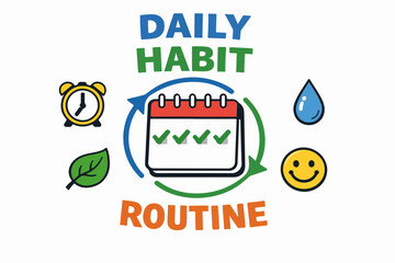 Fototapeta premium Daily habit routine tracker with calendar checkmarks and loop arrows