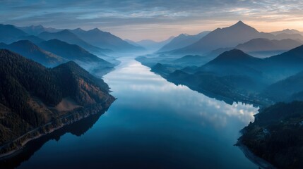 Misty Mountain Lake Sunrise