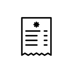 Simple Receipt Icon for Financial and Business Document Templates