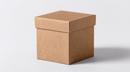 Simple brown box placed on white background with plain surface